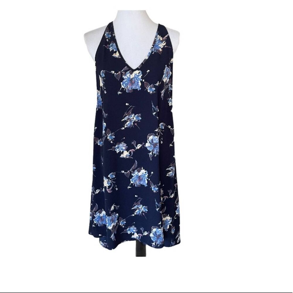 Leith Floral Tank Dress Navy Blue Size Medium